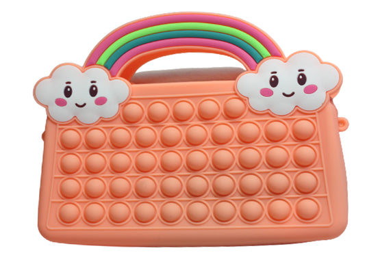 TOREBKA POPPIT CHMURKI Z TĘCZĄ Z RĄCZKĄ  POMARAŃCZOWA TOREBECZKA 21CM E1345